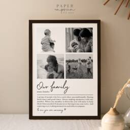 Photo Gifts Family Print, Personalised, Framed, Fathers Day Gift, For Daddy, Him, Couples, Anniversary #234