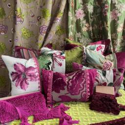 Bohemian Velvet Pillow Cover Purple & Green Chenille, 20 - thumbnail 2
