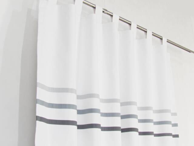 White Grey Bedroom Living Room Curtains - Modern Minimalist Long Tab Top Drapes Scandinavian Striped Curtain Panels. Custom Sizes - image 1