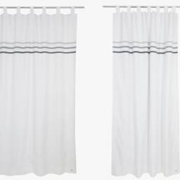White Grey Bedroom Living Room Curtains - Modern Minimalist Long Tab Top Drapes Scandinavian Striped Curtain Panels. Custom Sizes - thumbnail 4