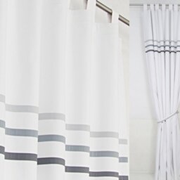 White Grey Bedroom Living Room Curtains - Modern Minimalist Long Tab Top Drapes Scandinavian Striped Curtain Panels. Custom Sizes - thumbnail 3