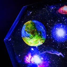 Interstellar Resin Lamp, Astronaut Sees Earth From Space Galaxy Diorama Epoxy Art, Home Decor - thumbnail 2