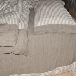 Reversible Linen Duvet Cover Set Beige & Striped, Soft Stonewashed Flax - thumbnail 3