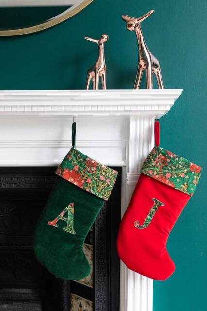 Liberty Christmas Stocking - Velvet Luxury Print Childs Stockings Ornament Decorations Baby
