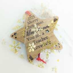 Personalised Wooden Teacher Christmas Ornament Oak Tree Decoration. Holiday Ornament - thumbnail 3