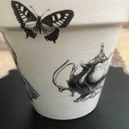 Alice in Wonderland Plant Pot, White Rabbit , Gifts Decoupaged Pots , Unique - thumbnail 3