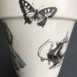 Alice in Wonderland Plant Pot, White Rabbit , Gifts Decoupaged Pots , Unique - thumbnail 2
