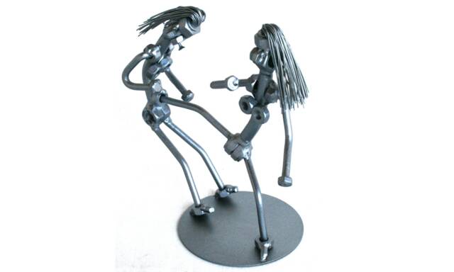 Female Fighter Kickboxing, Karate Coach Gift - Custom Portrait Gift Nuts & Bolts Metal Sculpture For Women, Unique Women Instructor - image 1