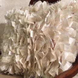 Shabby Chic Pillow, Throw Toss Pillow Large, Burlap White Cotton & Tule, 16 - thumbnail 3