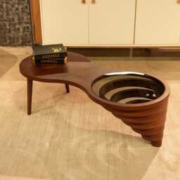 Natural Walnut & Smoked Glass Coffee Table Modern Living Room Decor