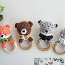 Twins Baby Gift Set, Wolf Boy & Girl Gift, Pregnancy Announcement Toy, Gift For Future Mom, Woodland Animal Small Toy - thumbnail 4