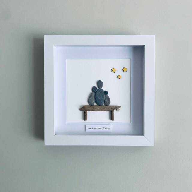 Personalised Pebble Family Wall Art - Framed Picture Handmade in Cornwall - image 1