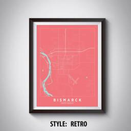 Bismarck Nd Map Art Print Vintage Style Office Decor - thumbnail 4