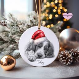 Springer Spaniel Christmas Bauble, Personalised Pet Dog Tree Decoration, Gift For Family, Lover, Santa Bauble - thumbnail 2