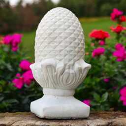 Concrete Artichoke Finial Statue Stone Garden Ornament Pine Cone Sculpture Outdoor Decorative Pedestal Accent Cement Yard Decor Lawn Gift - thumbnail 3