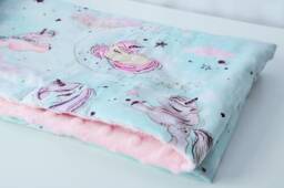 Unicorn Minky Baby Blanket, Fairy Tale Nursery Decor, Gilded Cotton