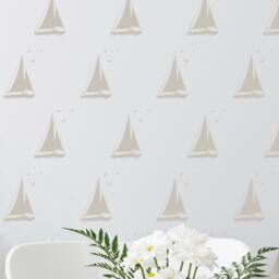 Sailboat Seagull Pattern Wall Decal - Nautical Vinyl Art Stickers - thumbnail 1