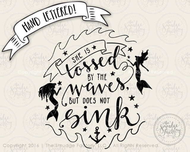 Mermaid Quote Print, Hand Lettered Nautical Wall Art - Digital Download - image 1