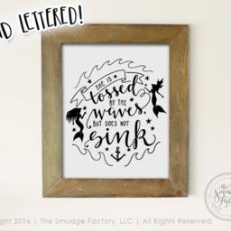 Mermaid Quote Print, Hand Lettered Nautical Wall Art - Digital Download - thumbnail 2