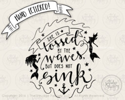 Mermaid Quote Print, Hand Lettered Nautical Wall Art - Digital Download - thumbnail 1