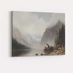 Foggy Mountain Lake Wilderness Landscape Painting Canvas Wall Art Print Decor Picture Ready To Hang - thumbnail 4