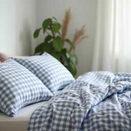 Navy Gingham Cotton 1 Duvet Cover Checkered Comforter Set Cozy Bedroom Decor Duvet - thumbnail 4