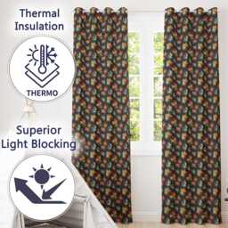 Colorful Firework Burst Abstract Seamless Pattern Festive Night Sky Readymade Eyelet Ring Top Thermal 100% Blackout Curtains - thumbnail 3