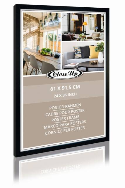 Poster Frame 61 X 91.5 cm - Wood Look Black Mdf, Design Picture With Back Panel & Shatter-Proof PVC Glass, Profile Width 30 Mm - image 1