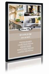 Poster Frame 61 X 91.5 cm - Wood Look Black Mdf, Design Picture With Back Panel & Shatter-Proof PVC Glass, Profile Width 30 Mm - thumbnail 1