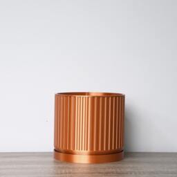 "Jetsetter Planter With Drainage & Saucer in Copper, Unique 3D-Printed Plant Pot, Small To Large Sizes 4"" 5"" 6"" 7"" 8" - thumbnail 2