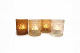 Amber & Blush Textured Glass Tealight Holders - Tinted Votive Cups Mix-And-Match - thumbnail 1