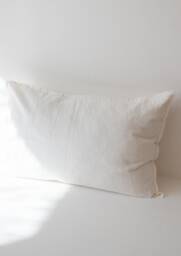 White Linen Pillow Sham, Standard Queen King Euro Washed Sham Cover - thumbnail 1