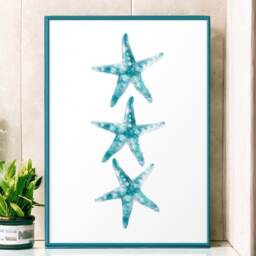 Set Of 3 Beach Themed Watercolour Bathroom Wall Posters Prints Pictures Illustrations - Art Decor New Home Gift A4 - thumbnail 3