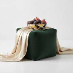 Plush Velvet Ottoman Pouf Bottle Green Beanbag Footstool - thumbnail 1