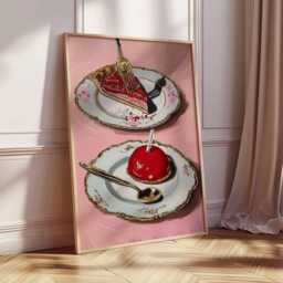 Colorful Dessert Art Print Poster, Modern Pop Kitchen Wall Decor, Foodie Gift, Aesthetic Apartment Housewarming Gift Idea - thumbnail 2
