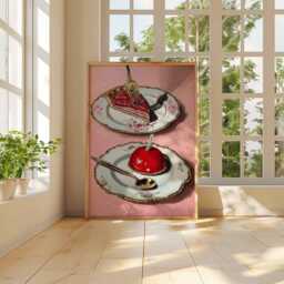 Colorful Dessert Art Print Poster, Modern Pop Kitchen Wall Decor, Foodie Gift, Aesthetic Apartment Housewarming Gift Idea - thumbnail 3