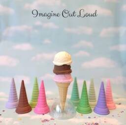 Fake Ice Cream Tall Cone Triple Scoop Chocolate, Vanilla, Strawberry Food Prop - thumbnail 1