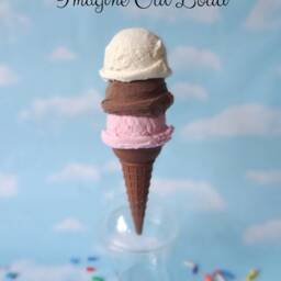Fake Ice Cream Tall Cone Triple Scoop Chocolate, Vanilla, Strawberry Food Prop - thumbnail 2