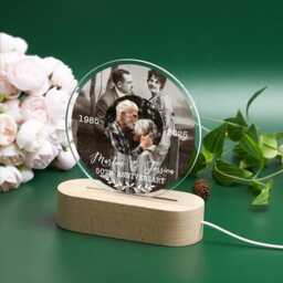 50Th Anniversary Photo Night Light Golden/Silver Keepsake Gift - thumbnail 4