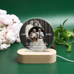 50Th Anniversary Photo Night Light Golden/Silver Keepsake Gift - thumbnail 2