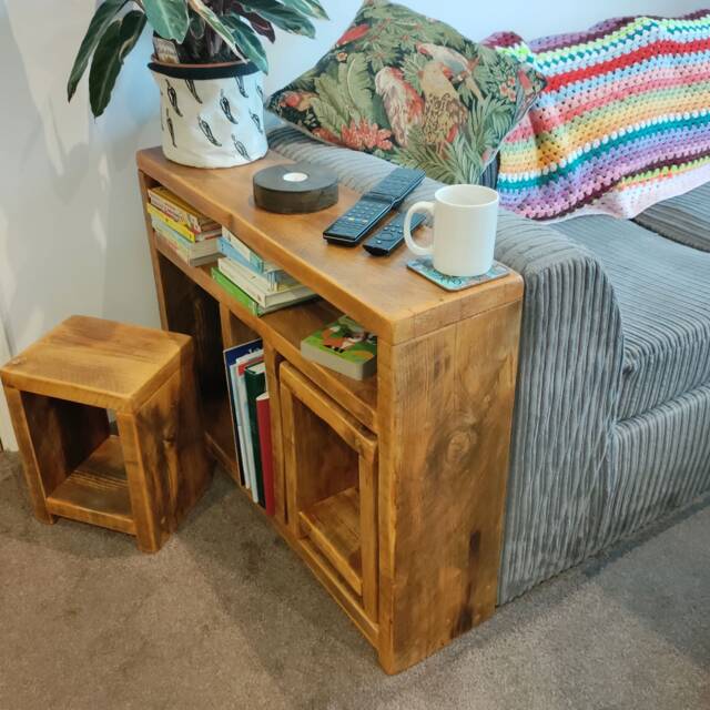 Customisable Sofa Side Table With Nesting Stools - image 1