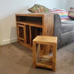 Customisable Sofa Side Table With Nesting Stools - thumbnail 2