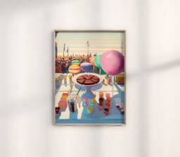 Wayne Thiebaud Summer Carnival Inspired Print, Art Reproduction, Pop Wall Decor, Retro Poster, Print - thumbnail 1