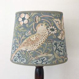 William Morris Strawberry Thief Slate - Small Handmade Oval Lampshade Table Lamp - thumbnail 1