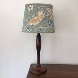 William Morris Strawberry Thief Slate - Small Handmade Oval Lampshade Table Lamp - thumbnail 3