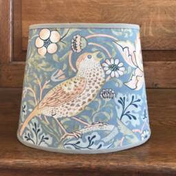 William Morris Strawberry Thief Slate - Small Handmade Oval Lampshade Table Lamp - thumbnail 2