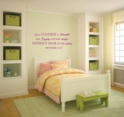 Proverbs 31 25 She Is Clothed in Strength & Dignity, She Laughs Without Fear Of The Future - Vinyl Wall Decal - thumbnail 1