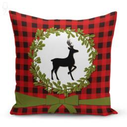 Christmas Throw Pillow Covers With Reindeers & Plaid Pattern - Double Sided Printing On The Chenille Fabric Different Sizes, Oeko-Tex?? - thumbnail 3