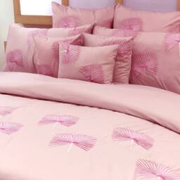 King, Queen & Twin Size Pink Decorative Duvet Cover Set, Cotton Embroidery, Abstract Contemporary - Moments - thumbnail 2