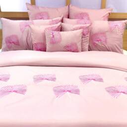 King, Queen & Twin Size Pink Decorative Duvet Cover Set, Cotton Embroidery, Abstract Contemporary - Moments - thumbnail 1